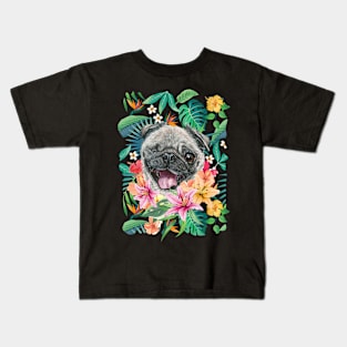 Tropical Pug 10 Kids T-Shirt